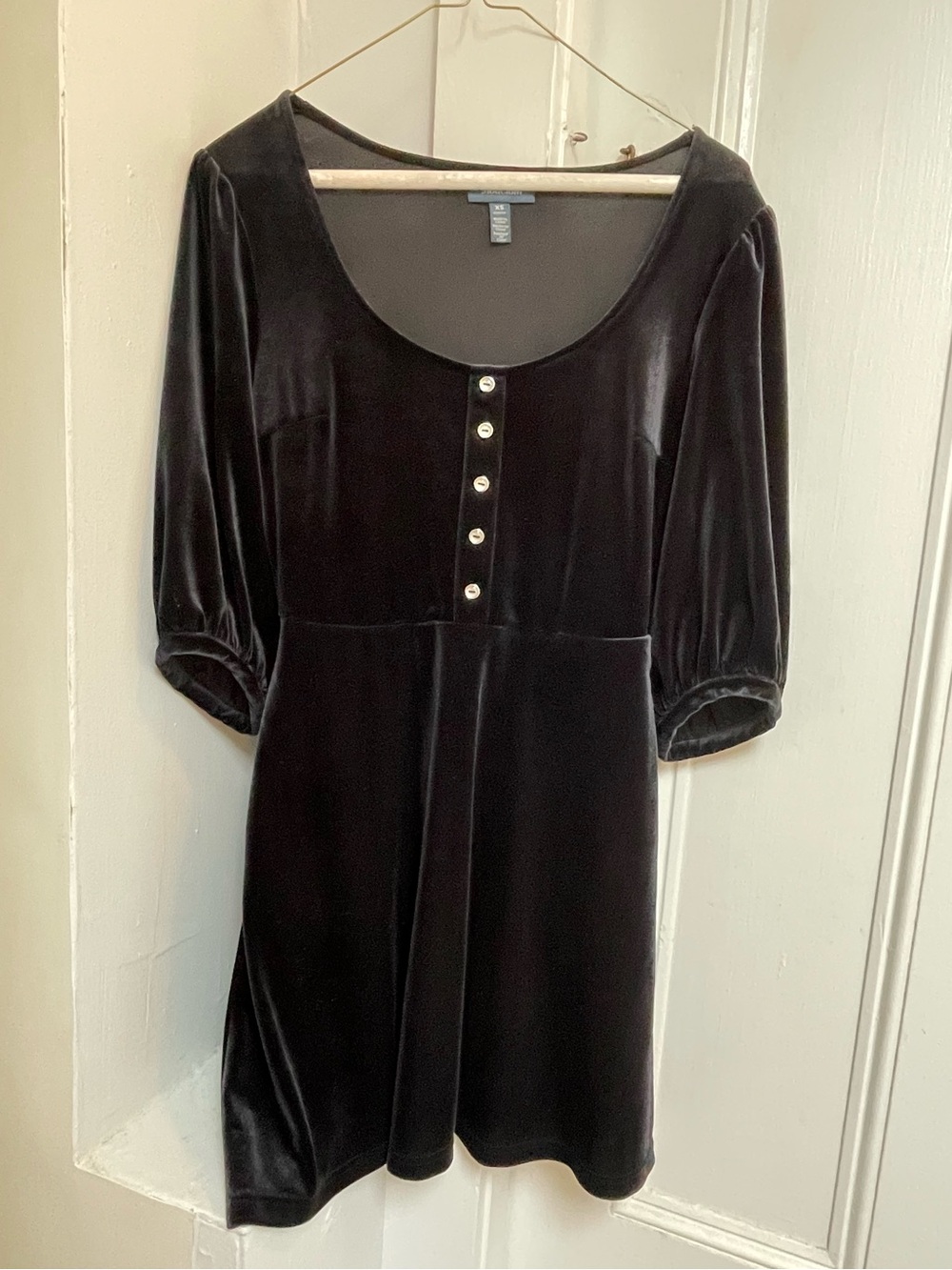 ModCloth Black Velvet Button Down Mini Dress